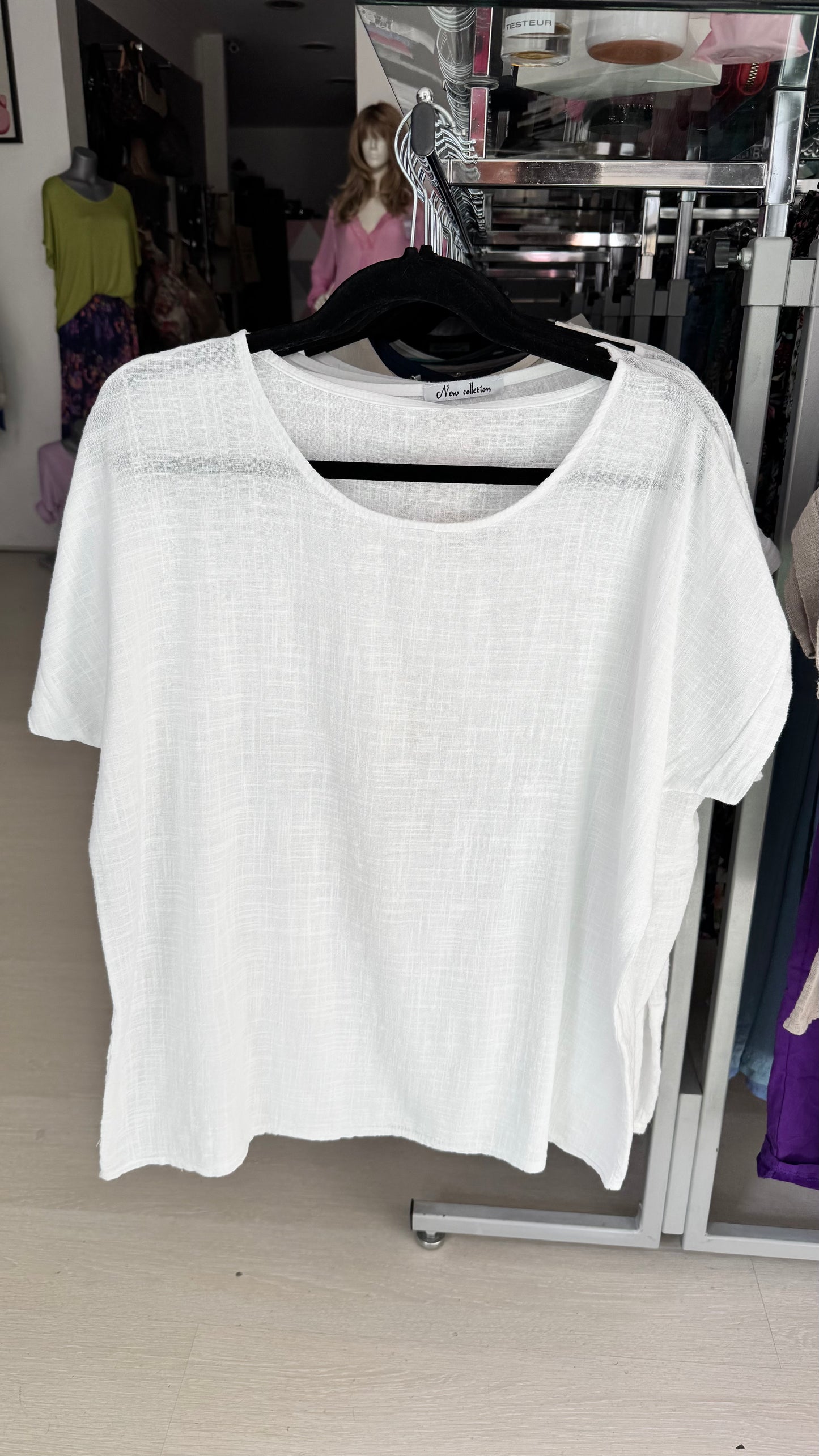 chemise en coton blanc uni