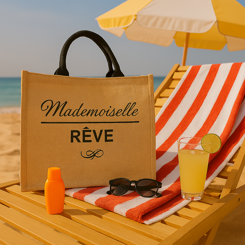 Sac de plage en lin légèrement brillant