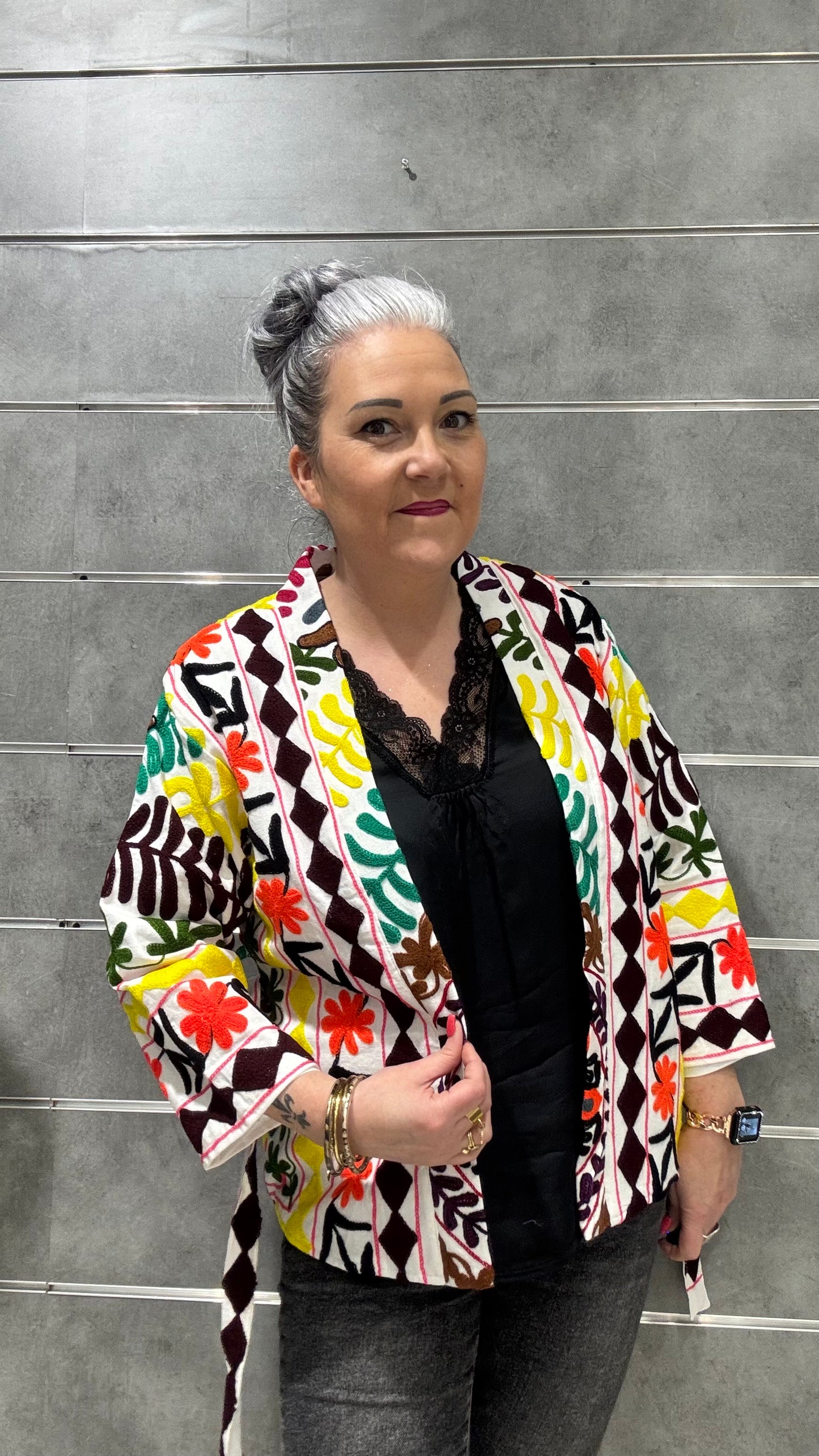 haut de costume femme a motifs orange