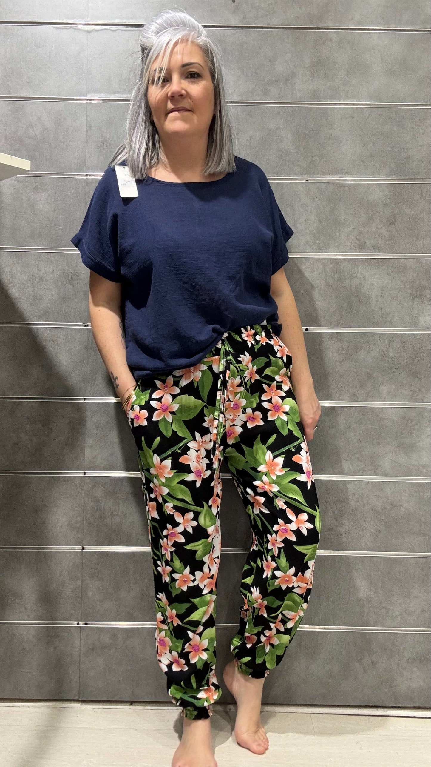 bas de jogging confortable avec fleurs