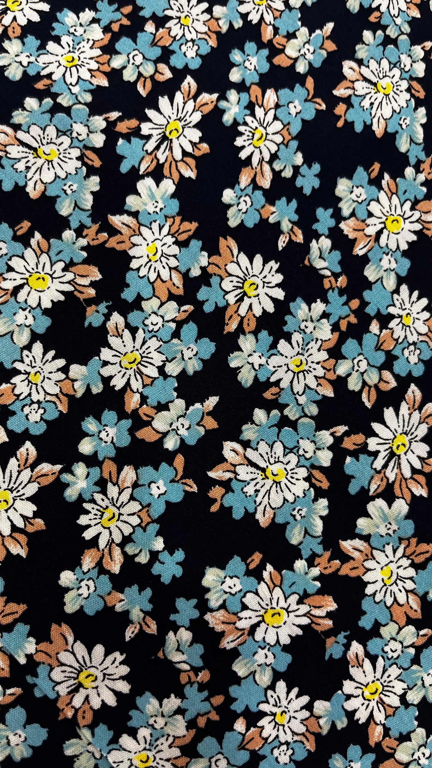 tissu fleurs bleues
