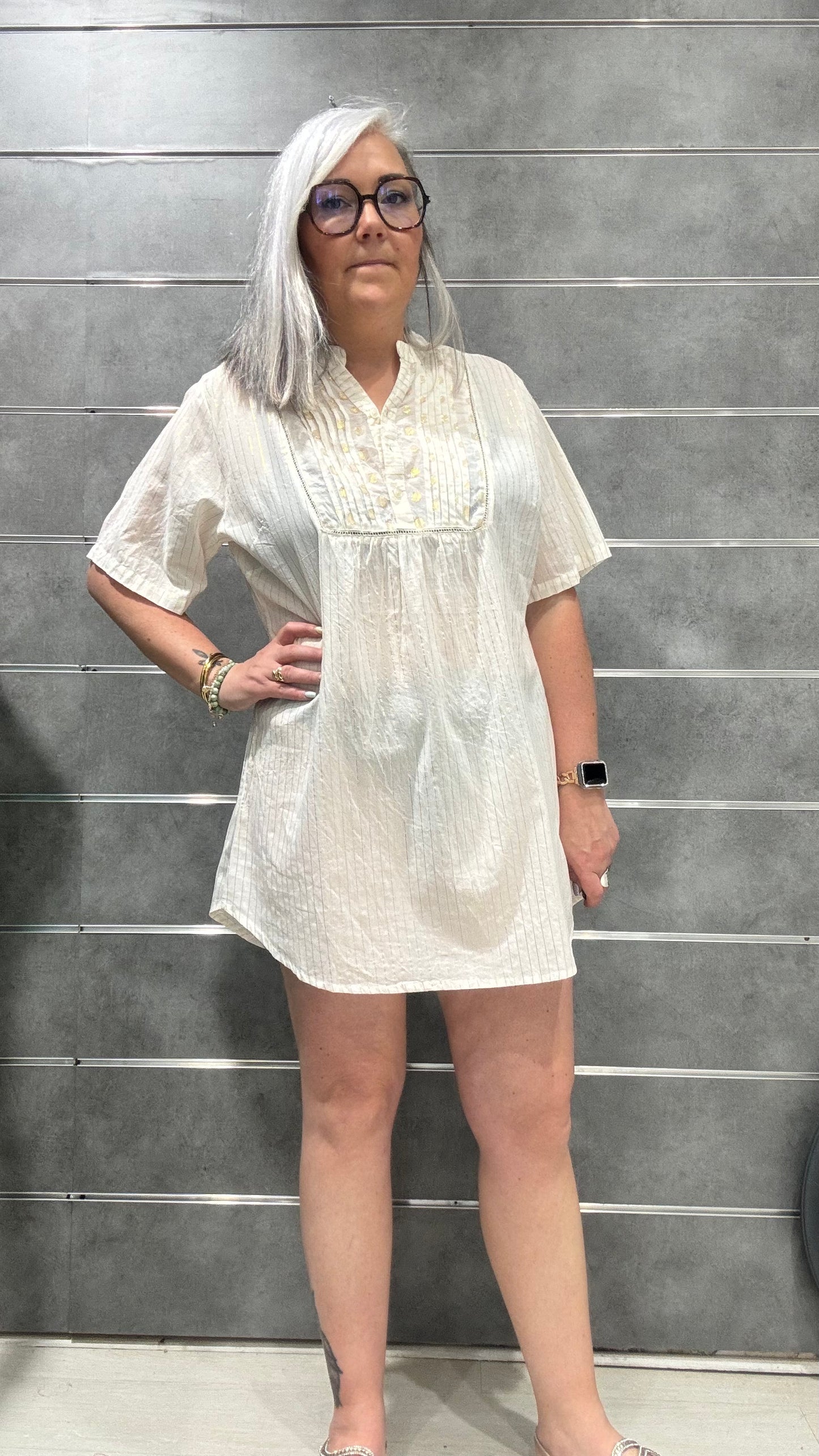 tunique en coton et fils doré