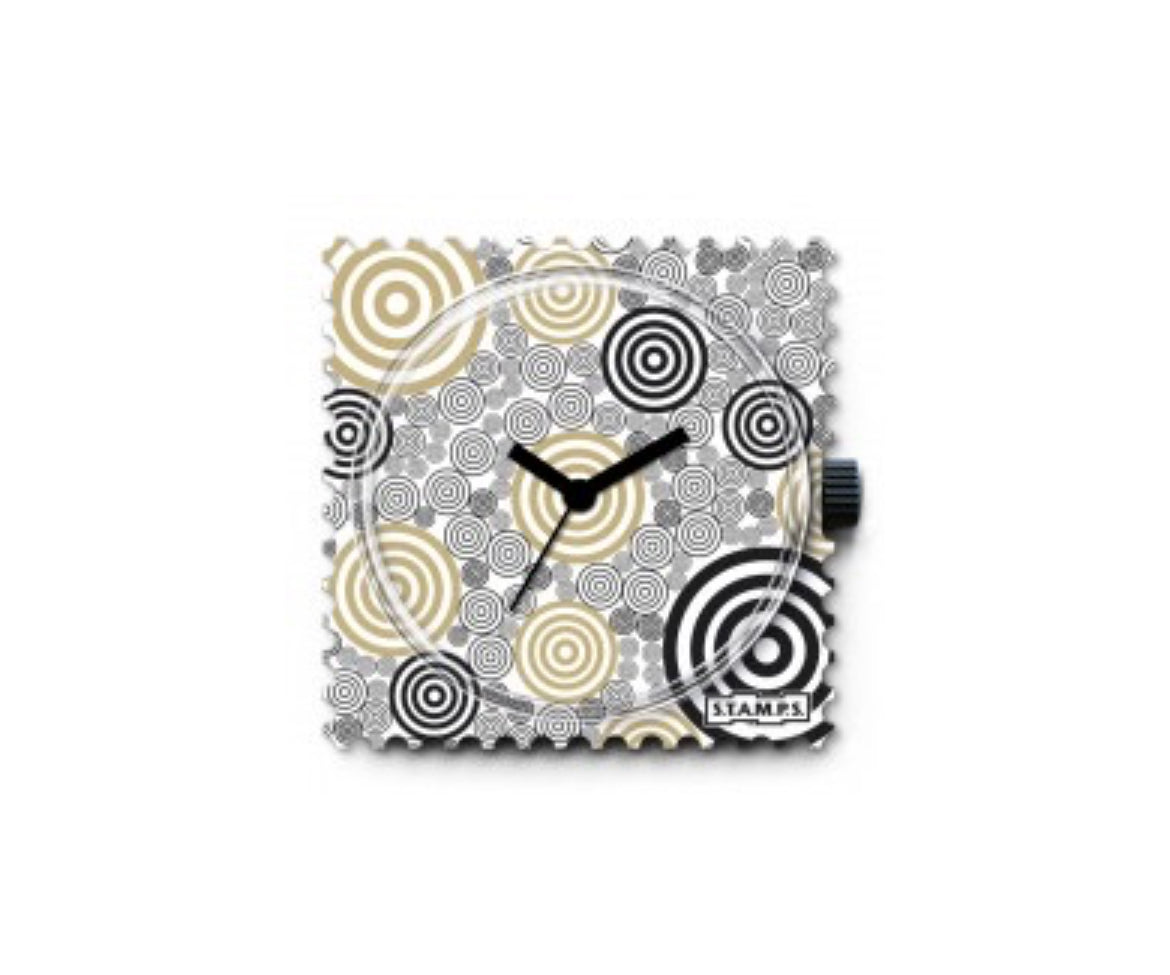 montres, montre stamps, cadran, cercle, noir et blanc