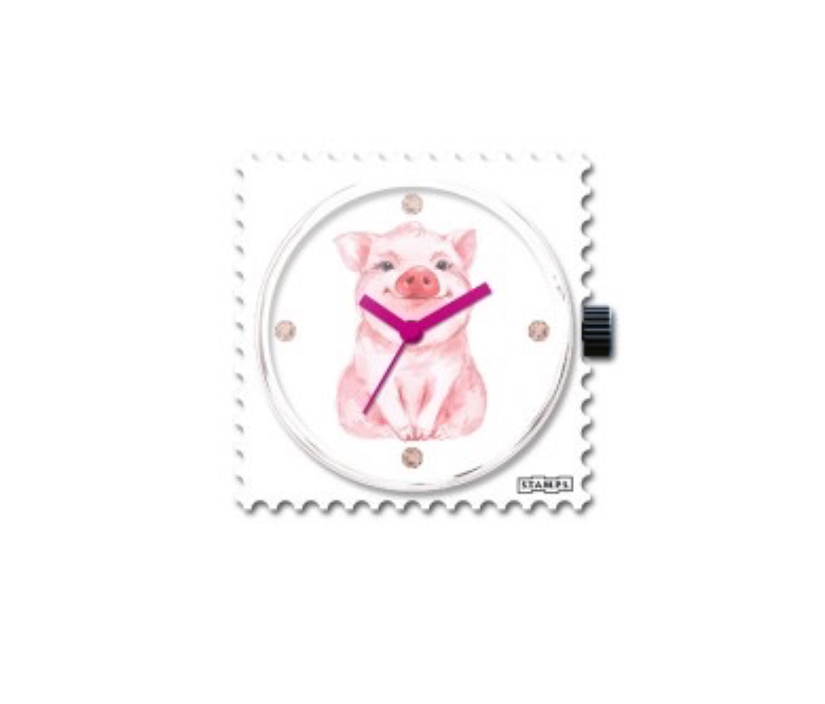 cochon, montre cochon , pig, cochon mignon, cadran de montre cochon , rose , strass