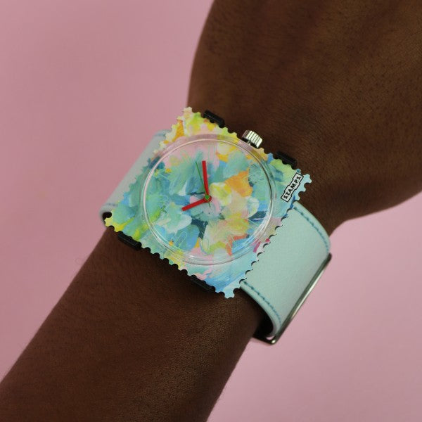 cadran de montre stamps Flora vert d'eau