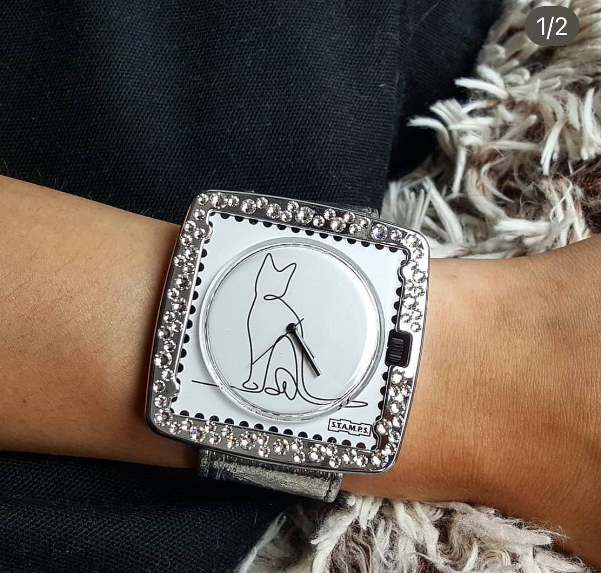 contour montre, stamps , montre, strass, argenté, acier