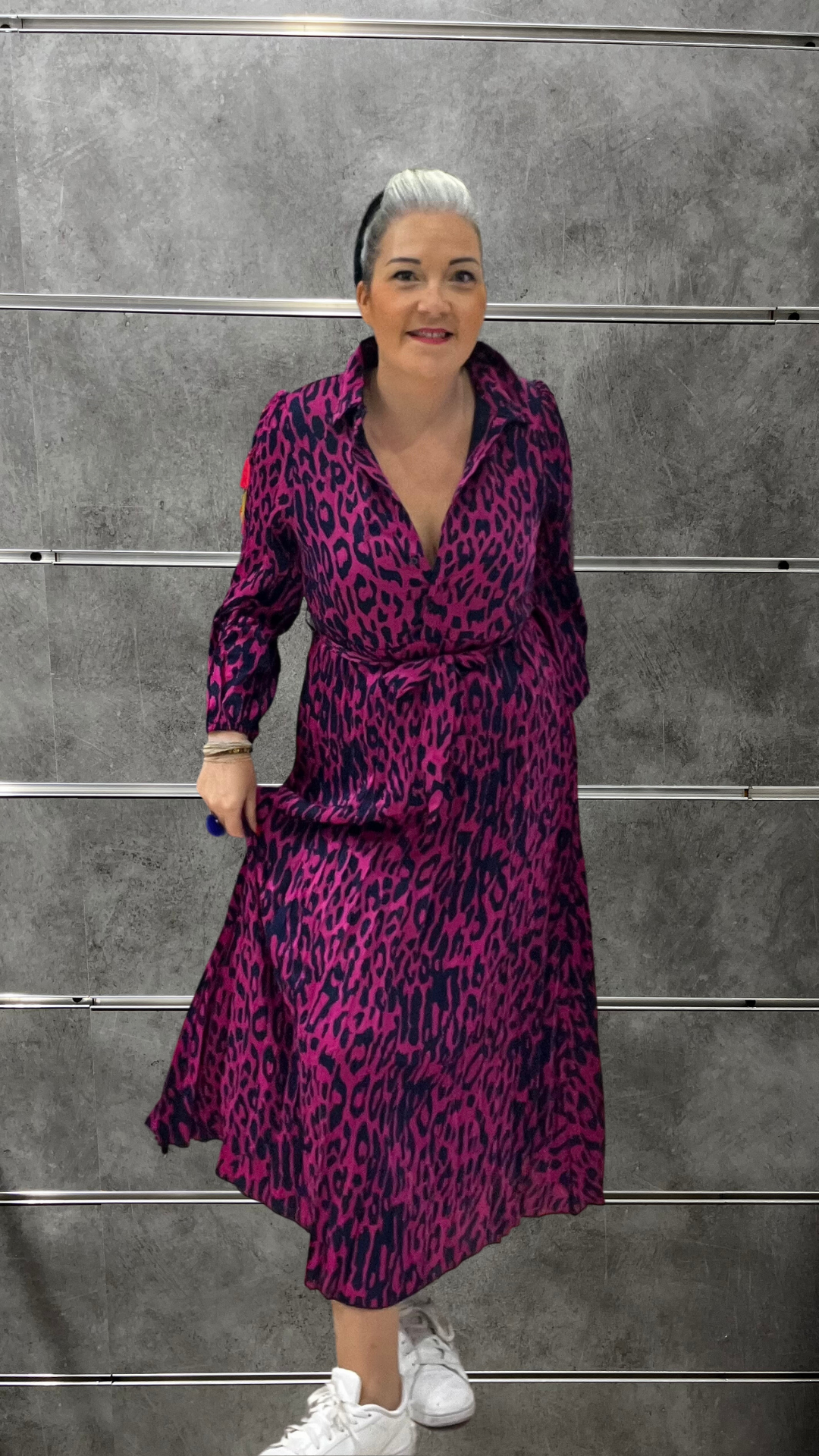 robe longue, robe leopard rose, robe fushia