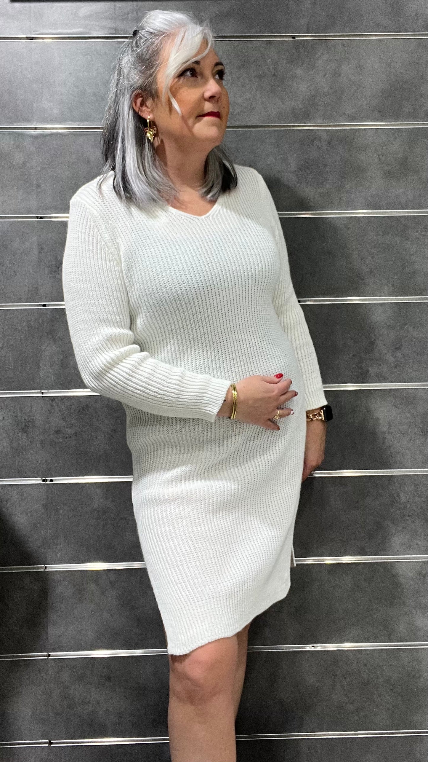 tunique écru au dessus du genou