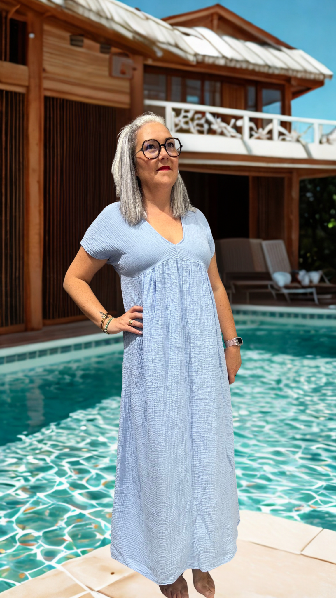 robe longue unie gaze de coton