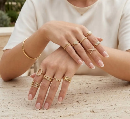 Bague réglable doré et strass tendance 