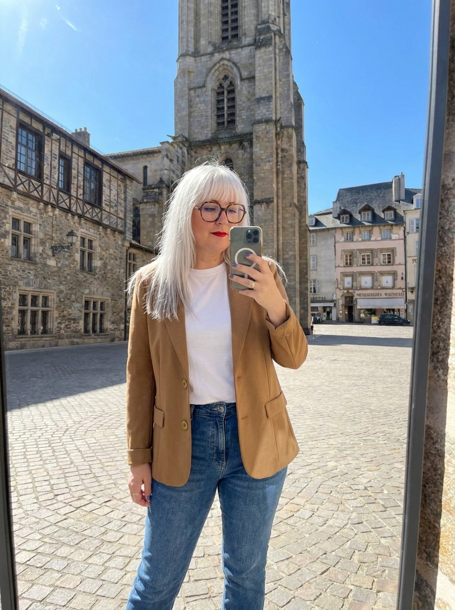 Blazer camel matière élastique taille XL mi saison 
