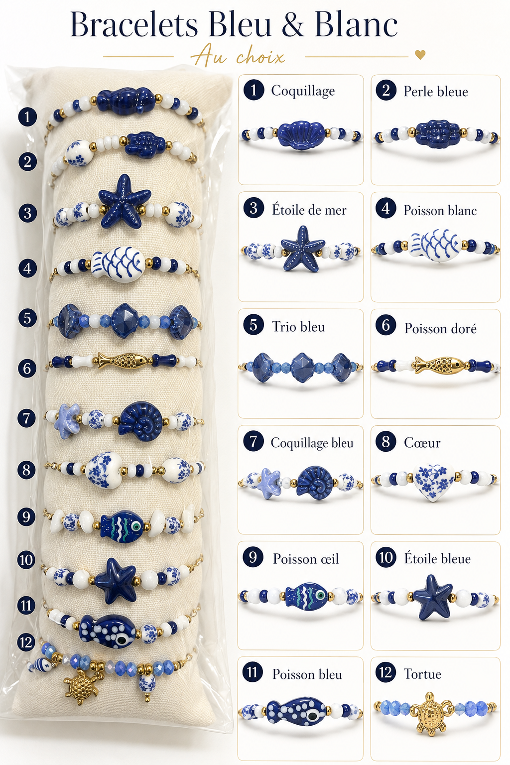 Bracelets marin poissons étoile de mer vacances été en acier inoxydable 