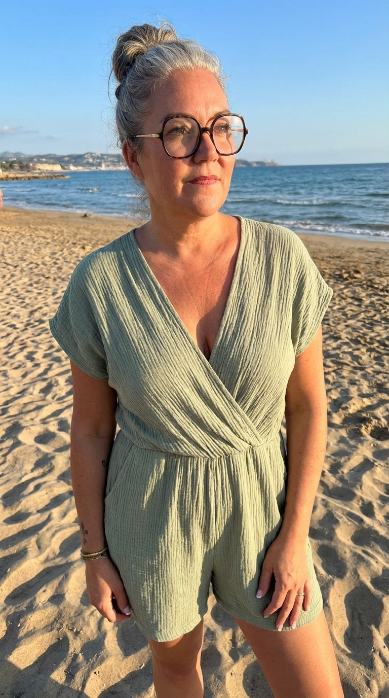 combishort gaze de coton