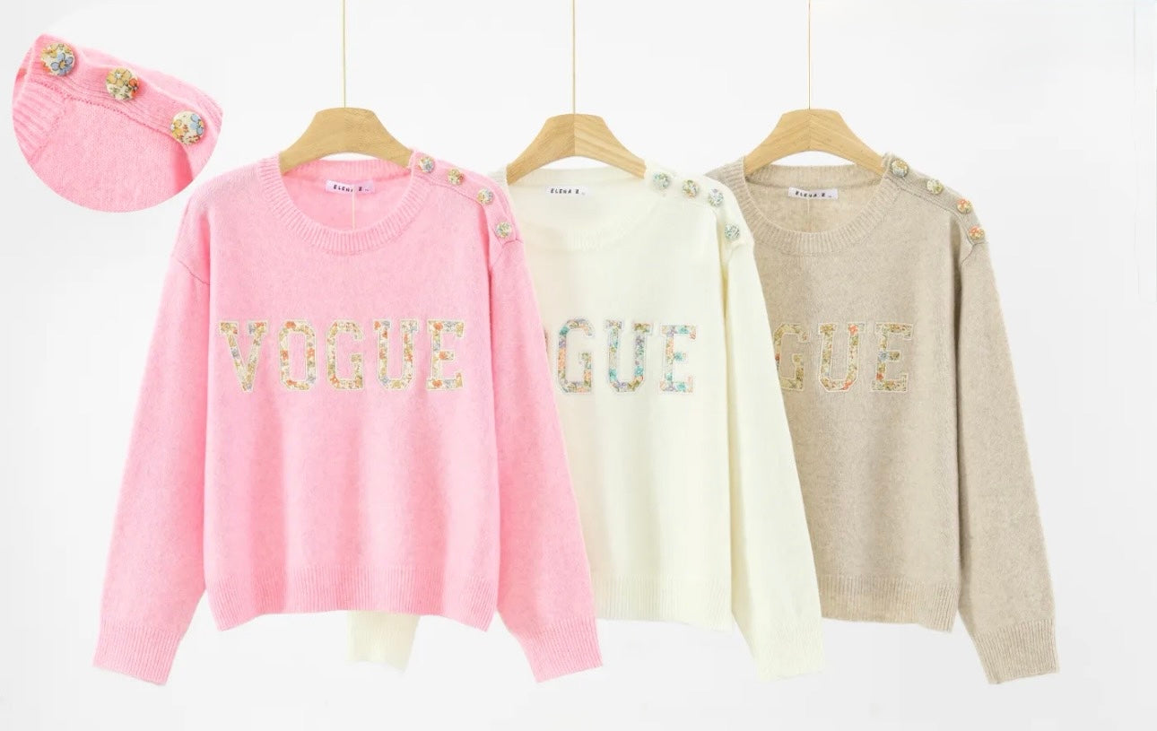 Pull colorés motif liberty avec boutons épaules bijoux 