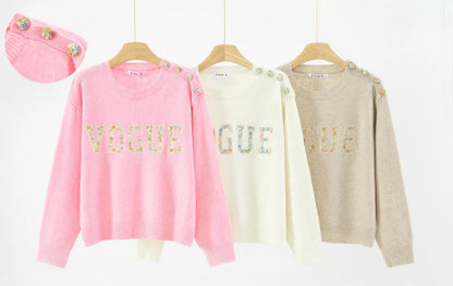 Pull colorés motif liberty avec boutons épaules bijoux 