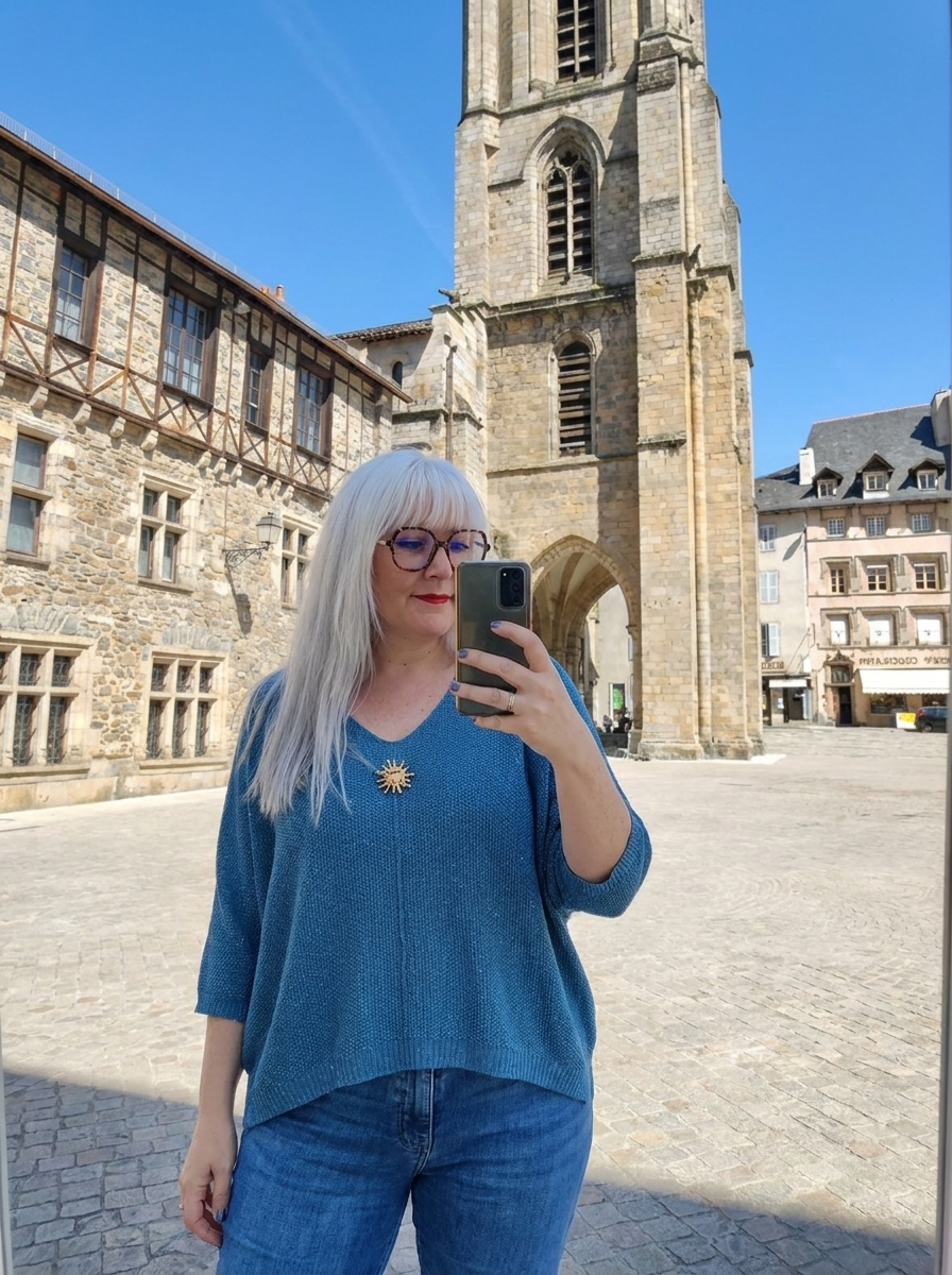 pull col V, pull taille unique jusqu’au 44, maille brillante femme, 