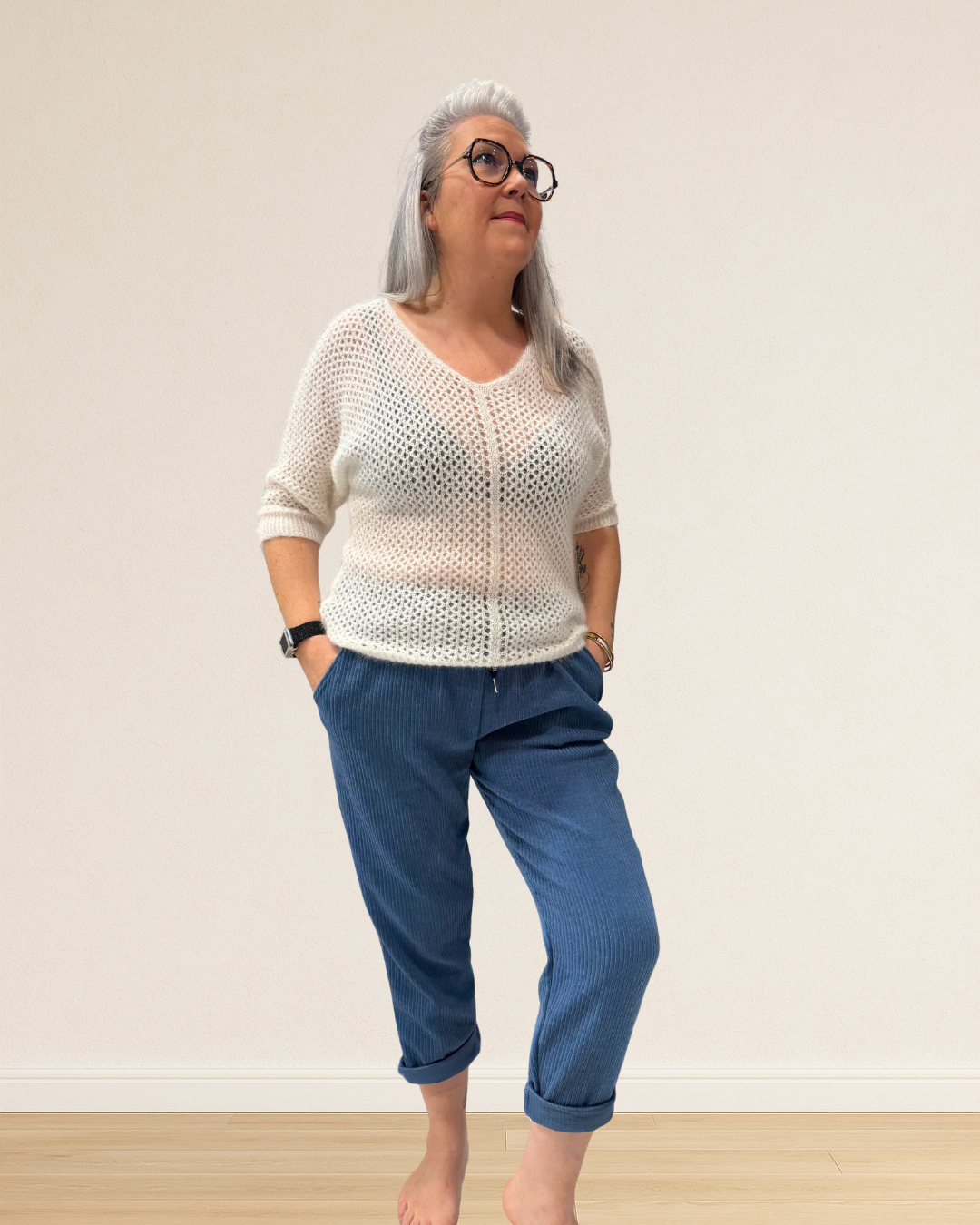 pull col V manches 3/4 tendance