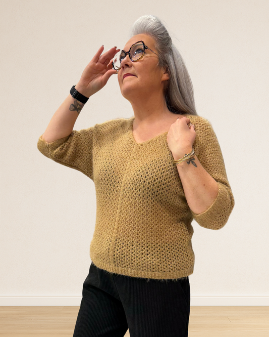 pull maille ajourée femme kaki
