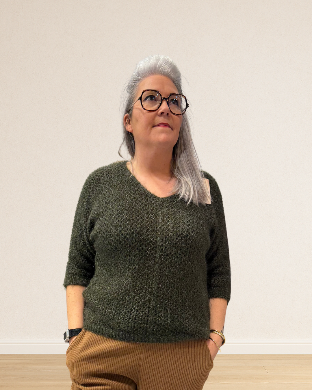 pull femme kaki chic