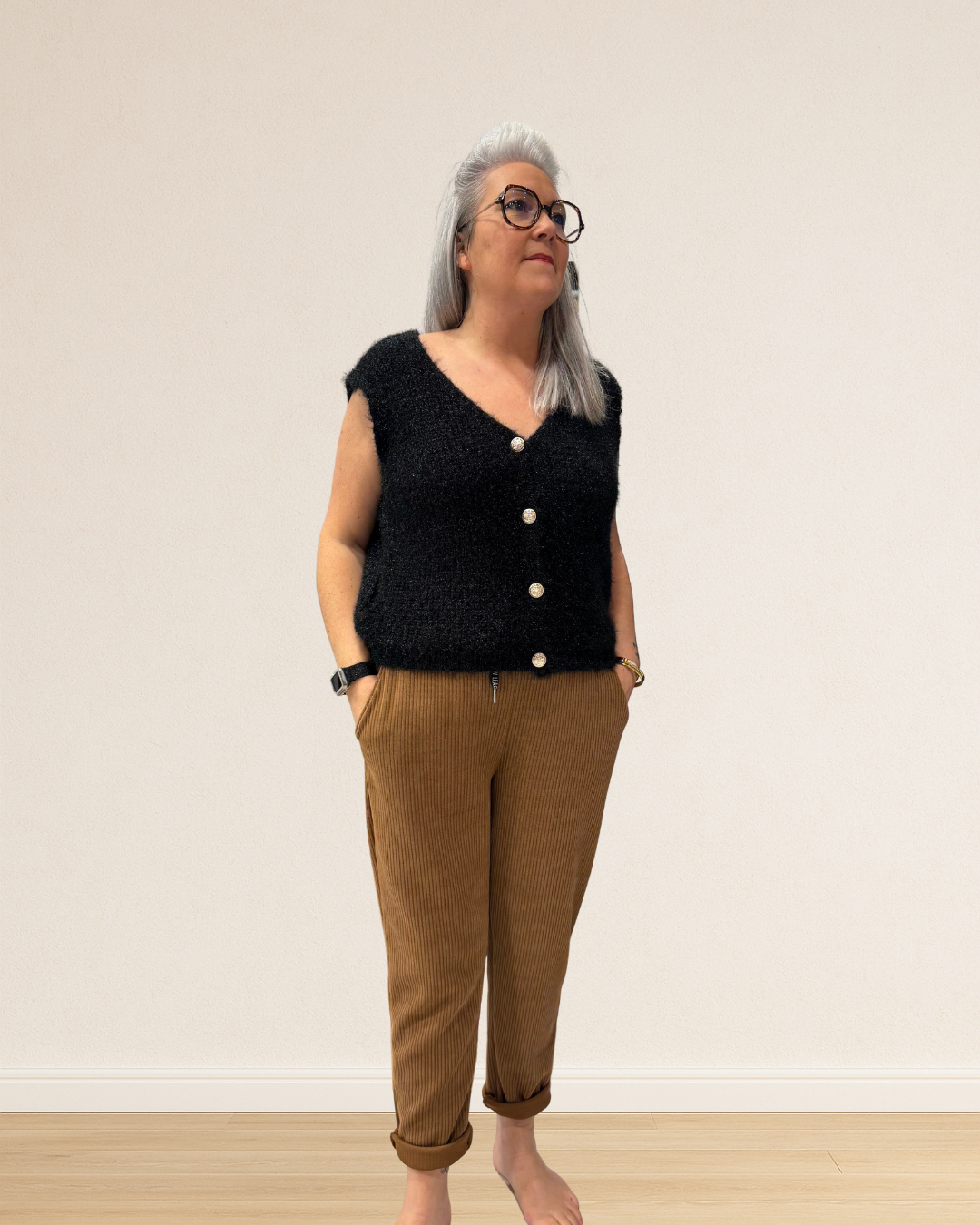 gilet brillant noir ou blanc femme