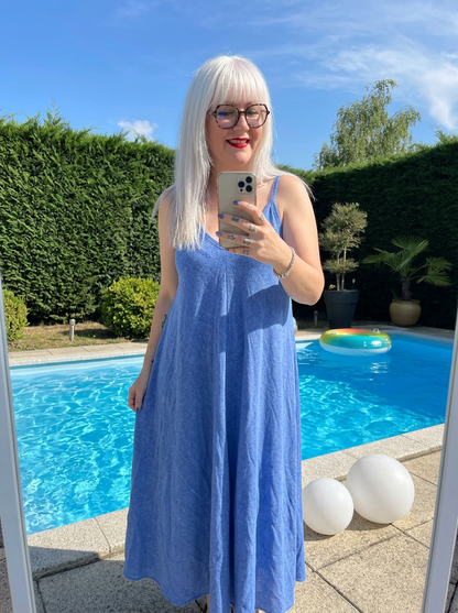 Tunique longue grande taille bleu 