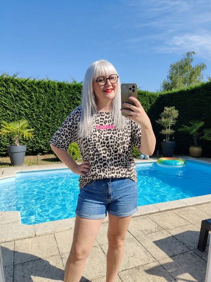 tee shirt léopard femme, tee shirt iconic femme, tee shirt coton elastane femme,
