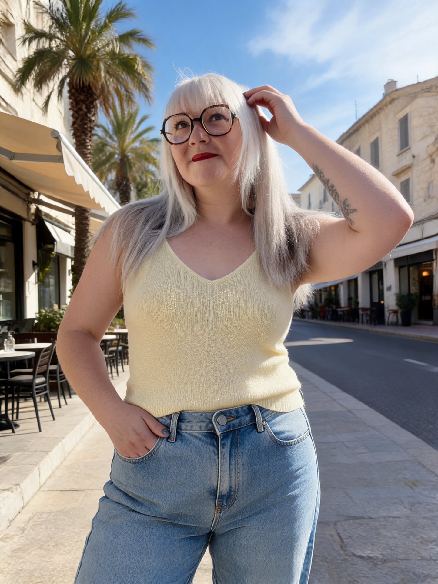 débardeur en maille jaune citron tendance