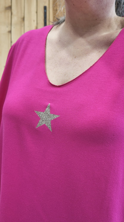 T-shirt femme grande taille détail étoile dorée sur poitrine