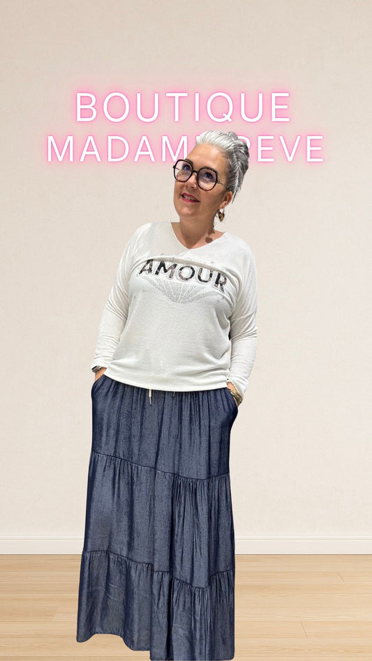 jupe bohème tencel effet jeans é