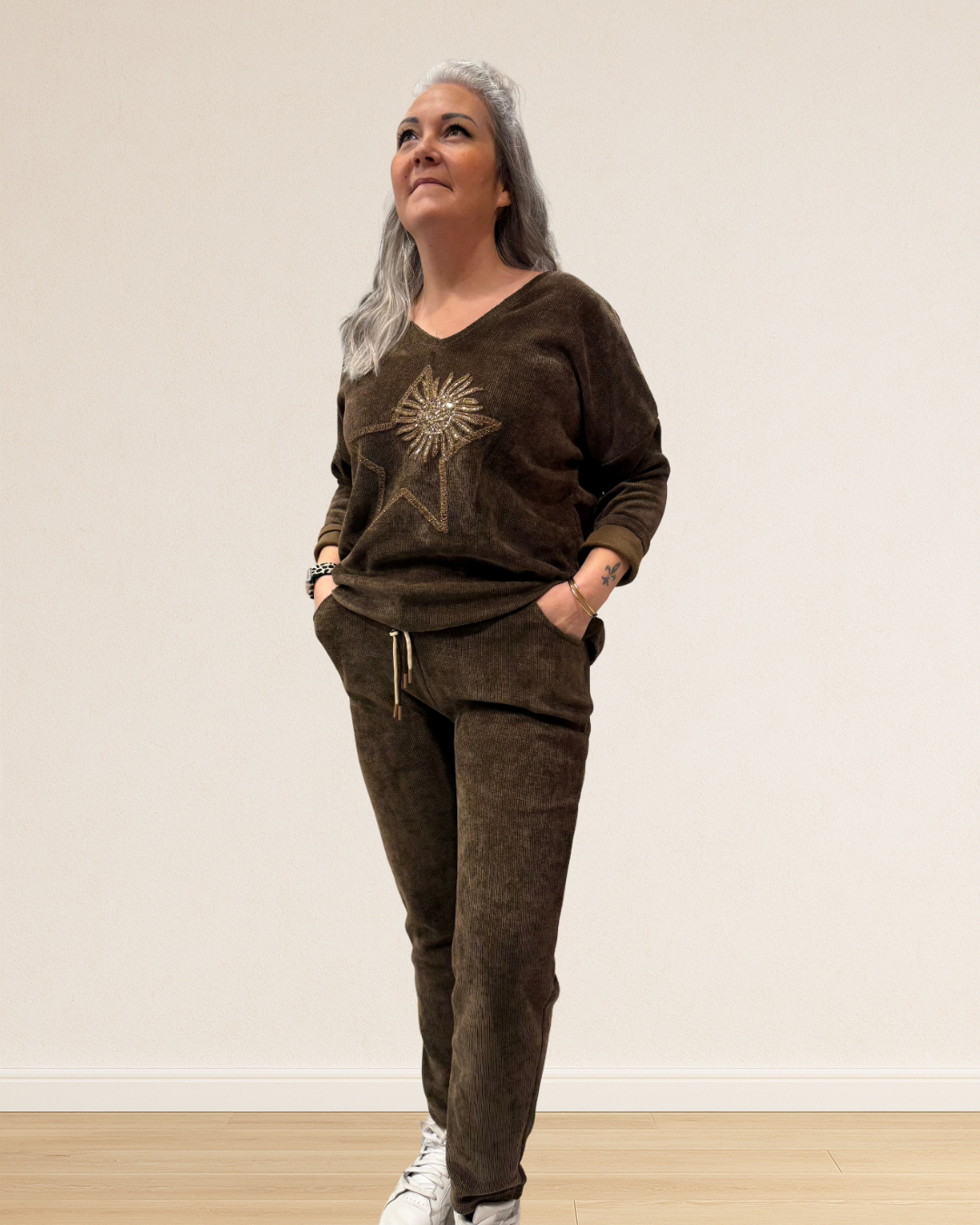 pantalon effet velours côtelé tendance