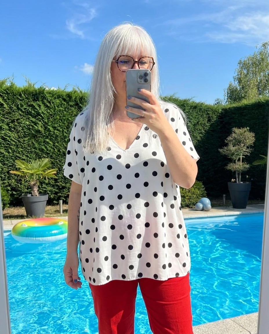 t-shirt oversize femme, t-shirt à pois,