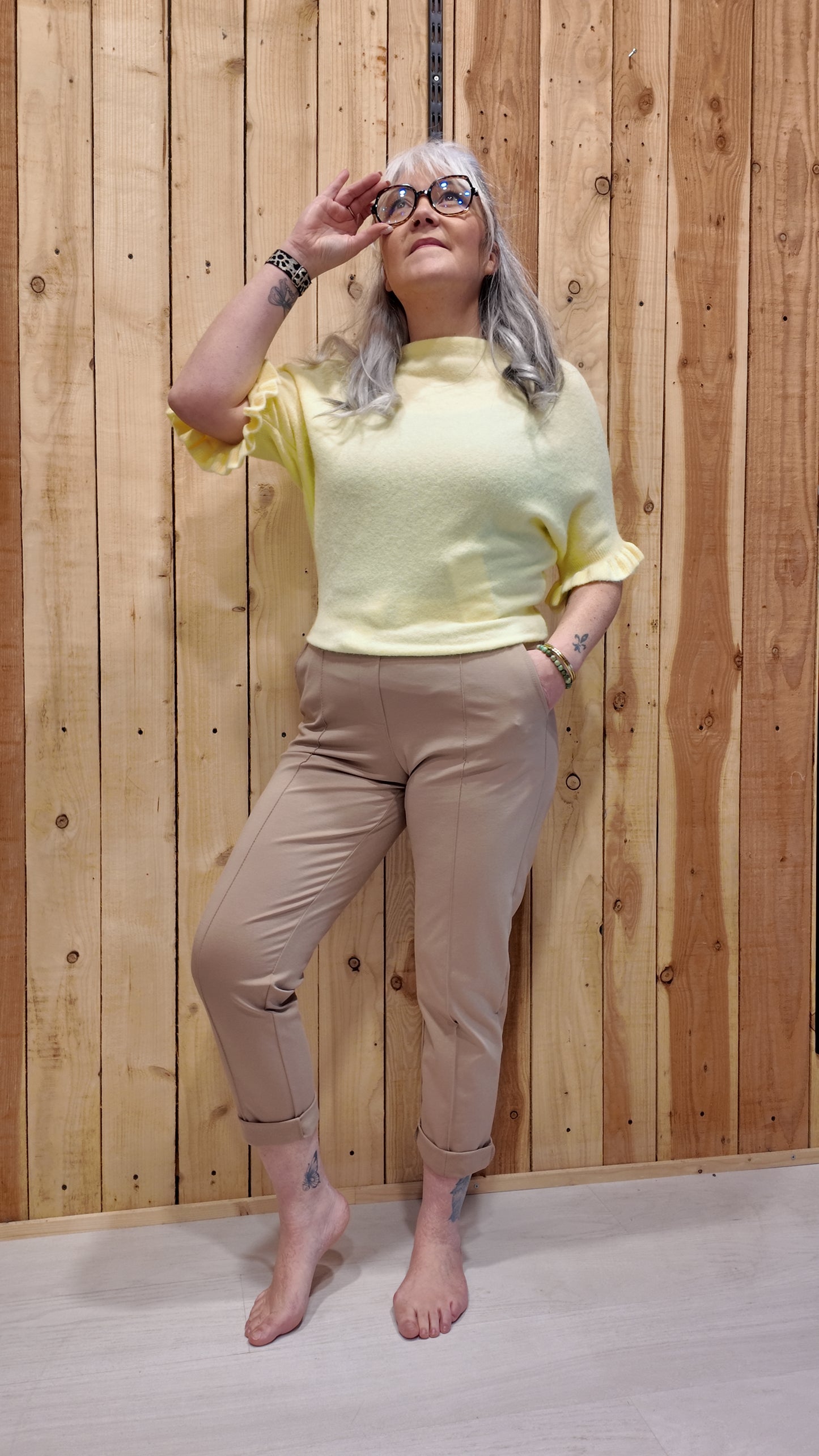 pantalon de ville camel avec ceinture amovible