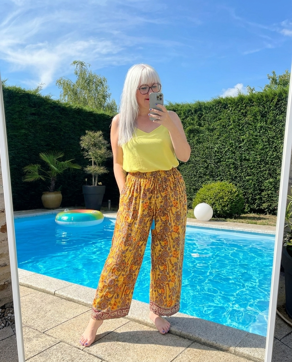 pantalon en soie jupe culotte 