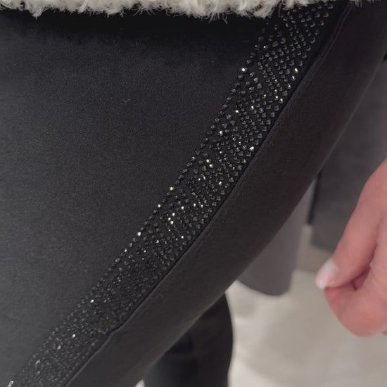 pantalon bandes strass grande taille