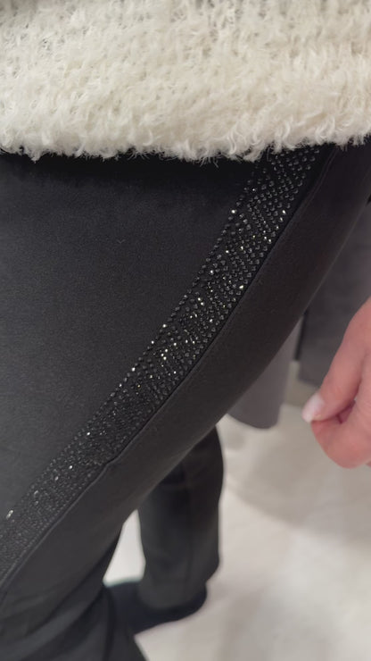 pantalon bandes strass grande taille