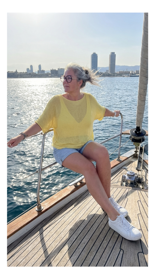 pull coton jaune femme léger et respirant été
	fluide coton femme confortable chaleur
	été femme taille unique facile à porter