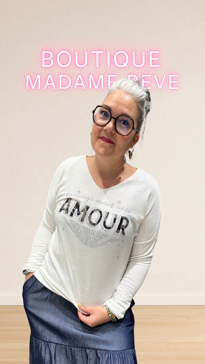 pull lumineux avec strass tendance 