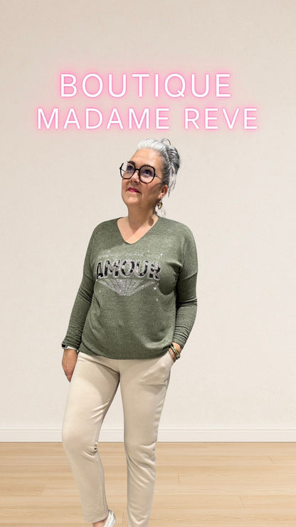 pull viscose laine col V rock girly
