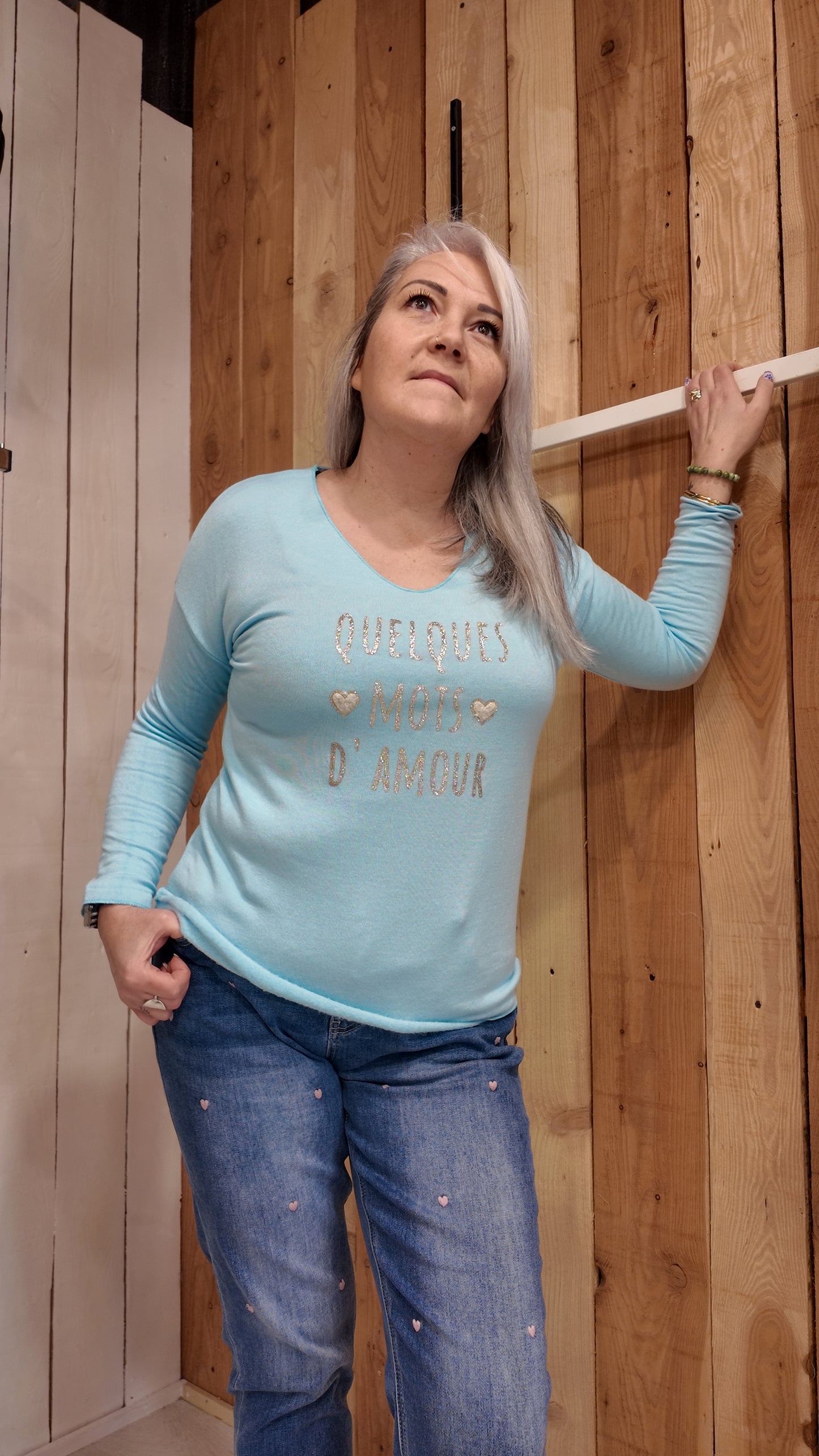 top manches longues message doré 