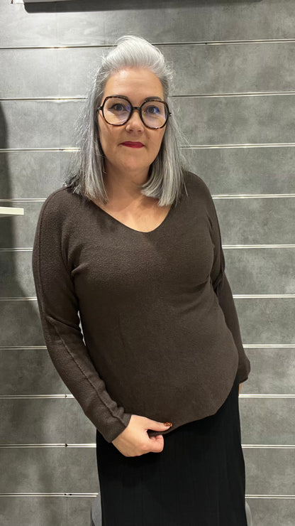 gilet col ouvert chocolat 