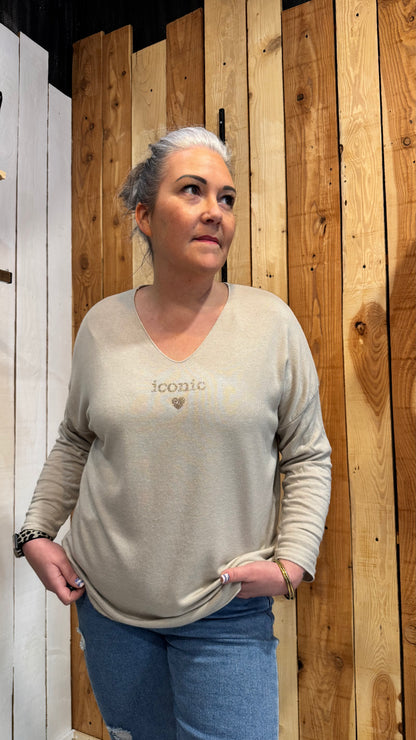 top col v doublé chaud beige Iconic jusqu'au 44