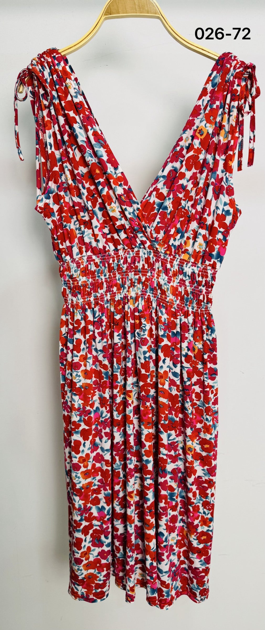 robe avec smoke fleurie rouge
