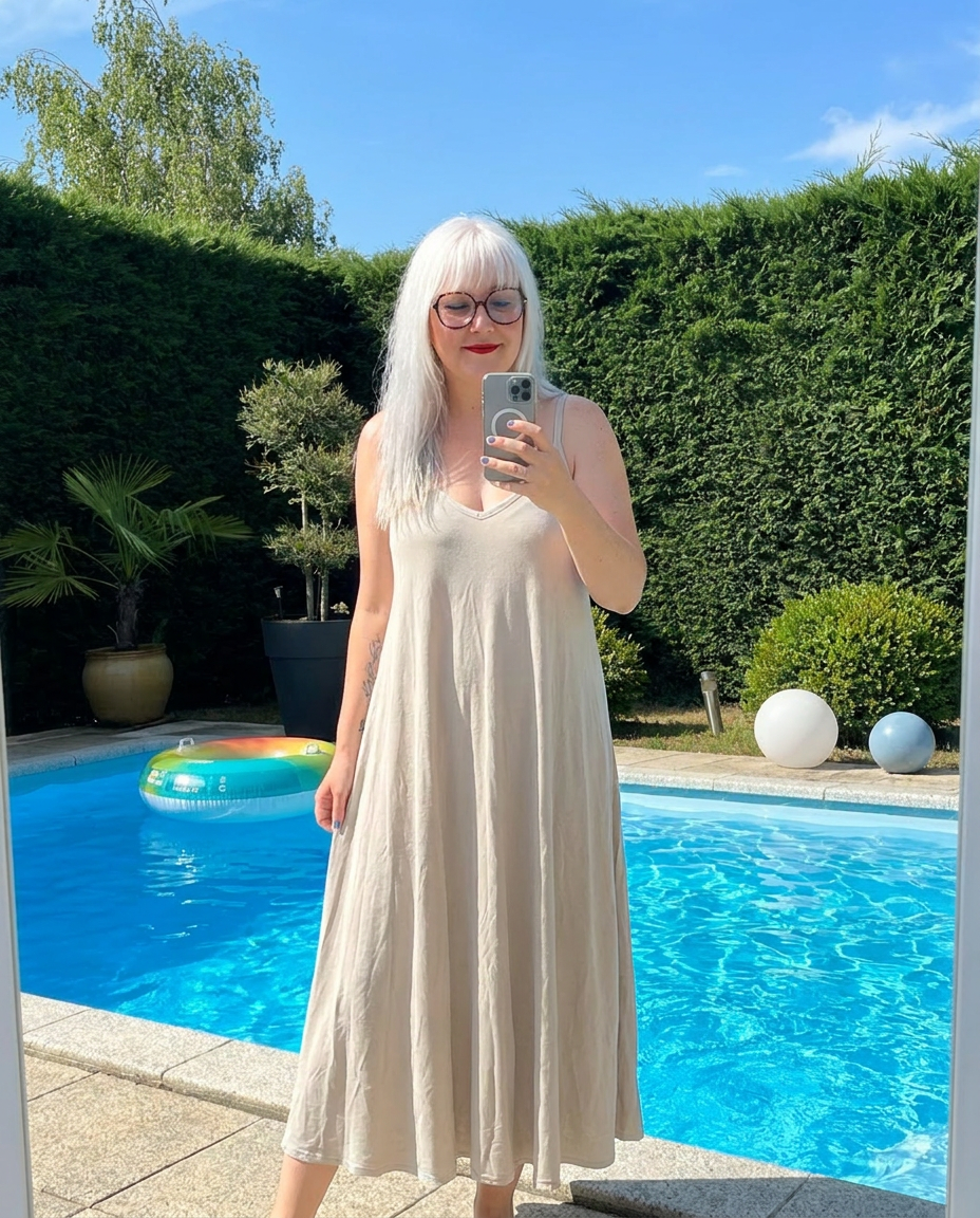 robe longue coton femme, robe unie femme, 