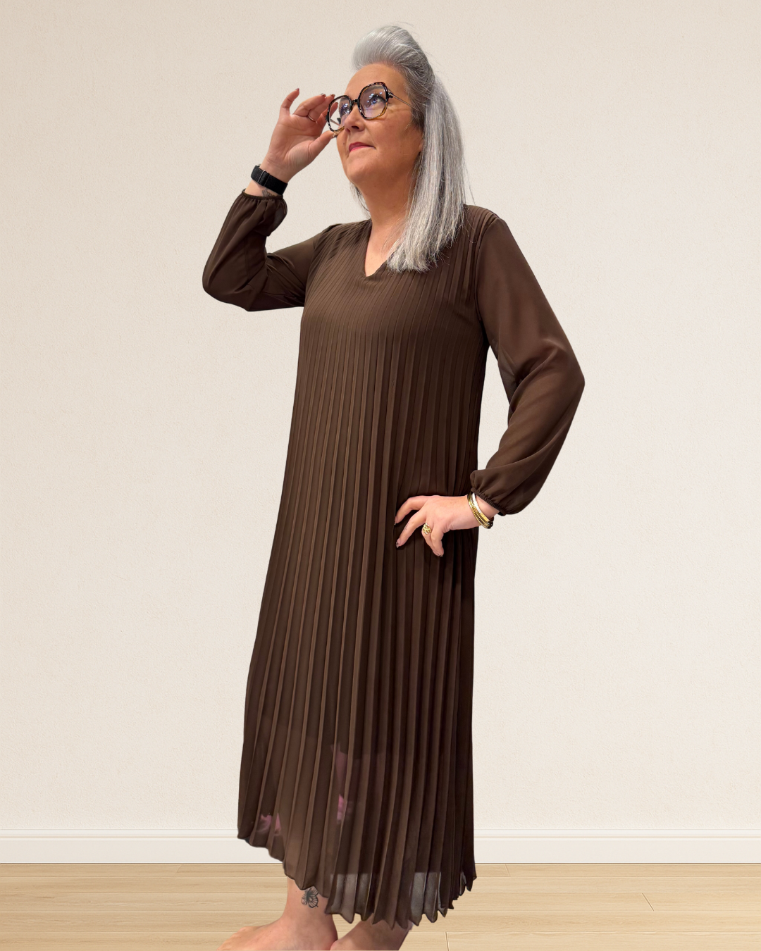 robe longue plissée femme chic