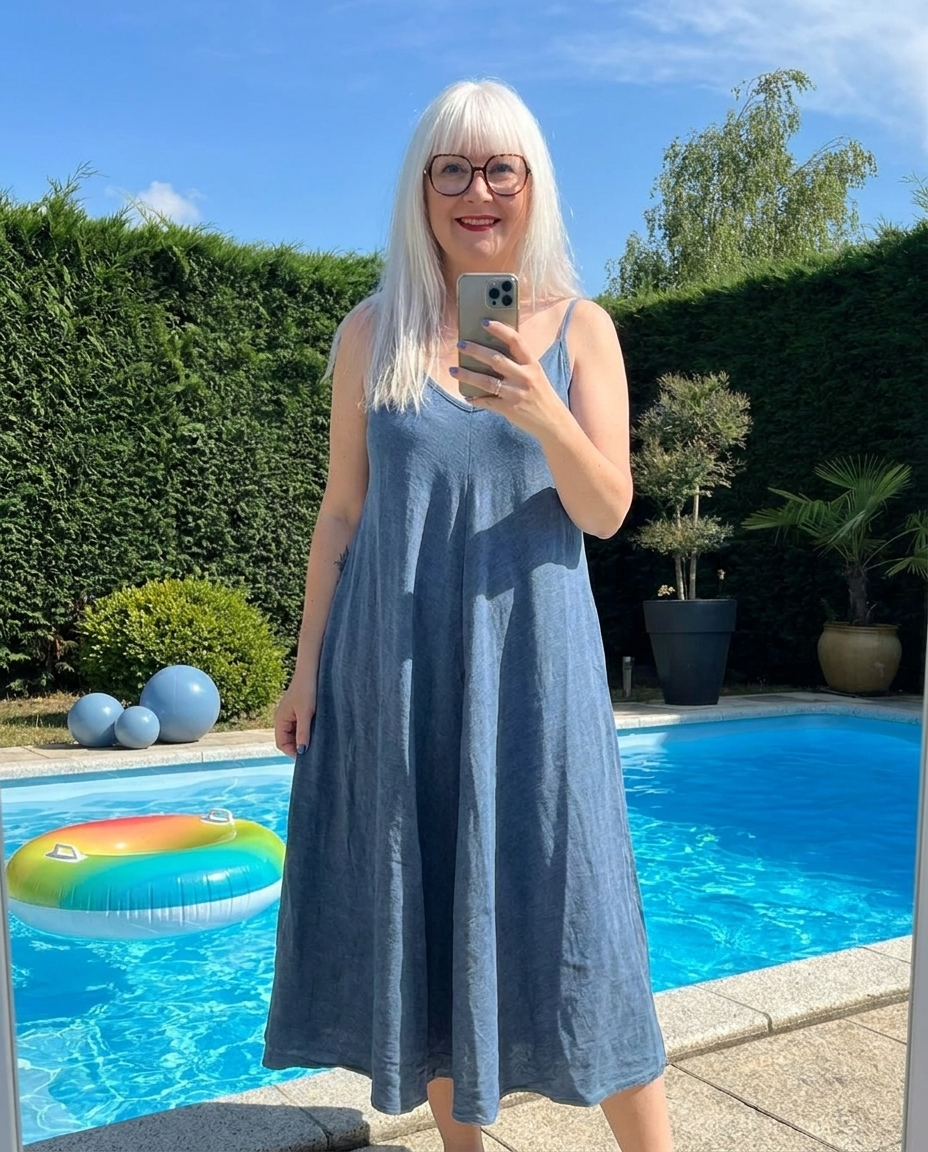 robe unie bleu jean plage été tendance canicule cadeau IZZY
