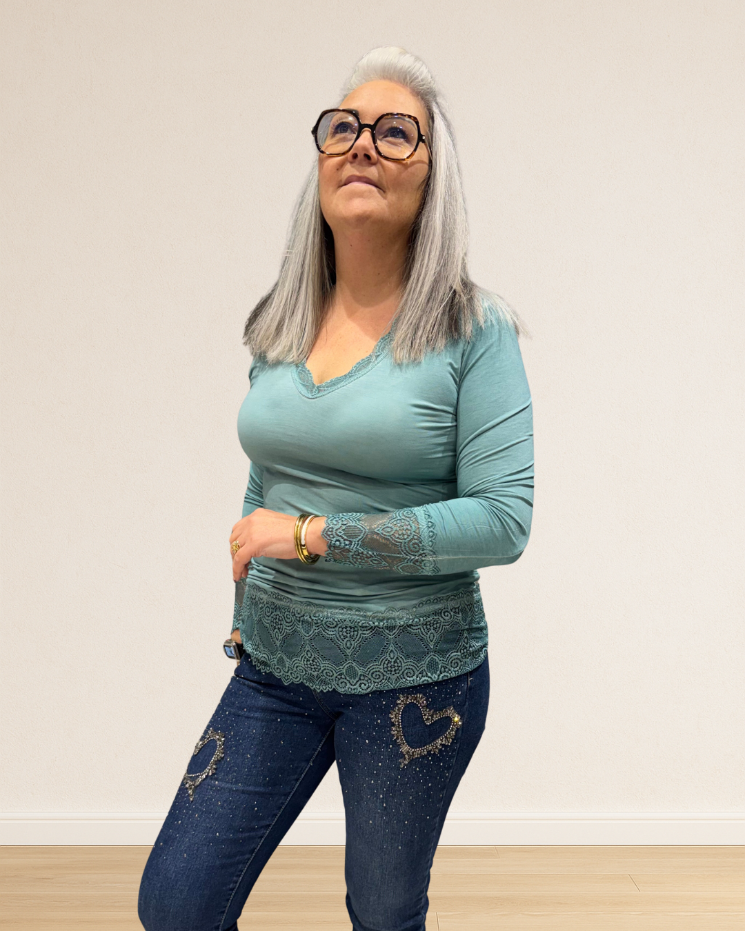 haut dentelle manches et bas grande taille 