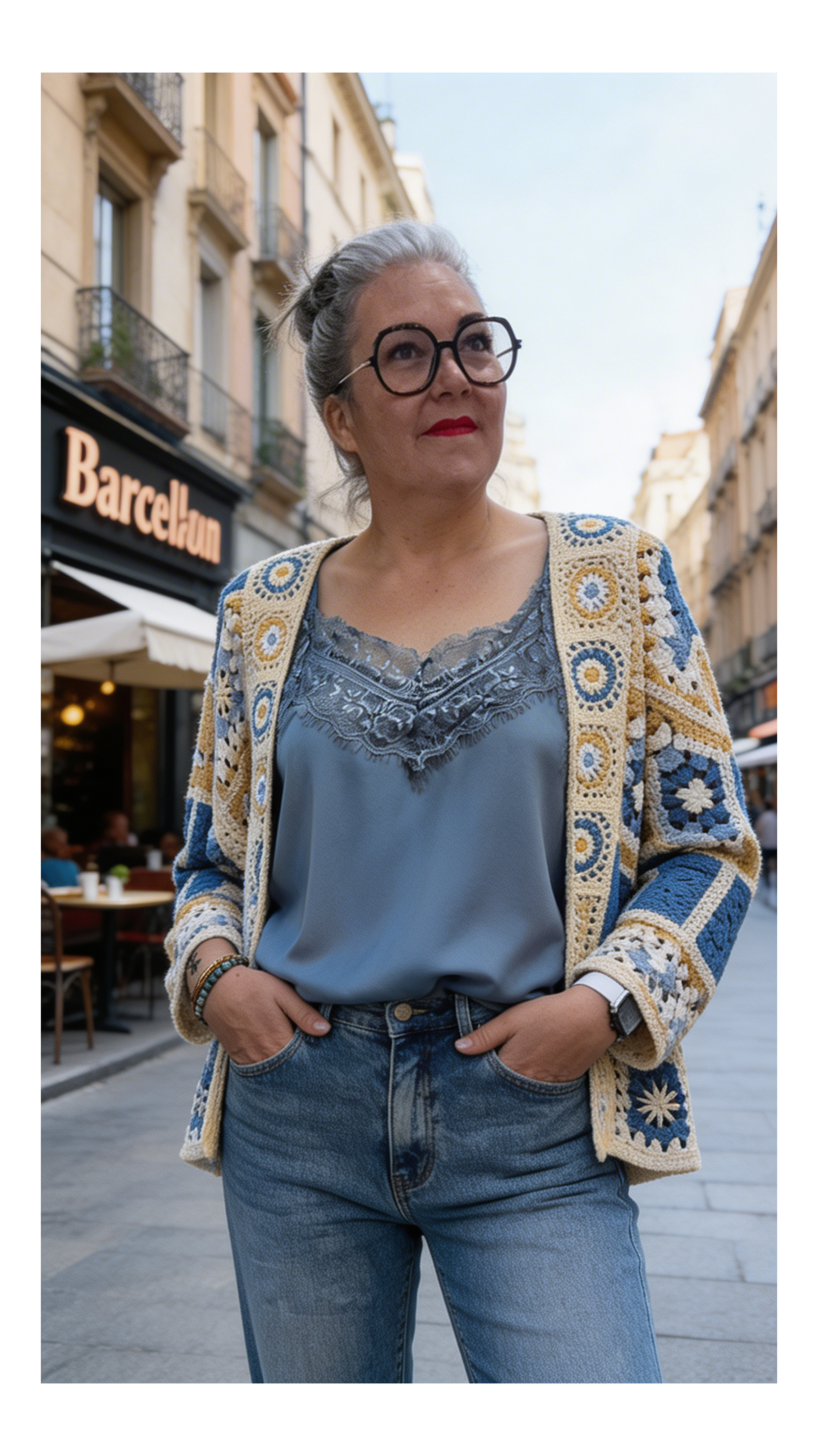 top veste en crochet bleu 