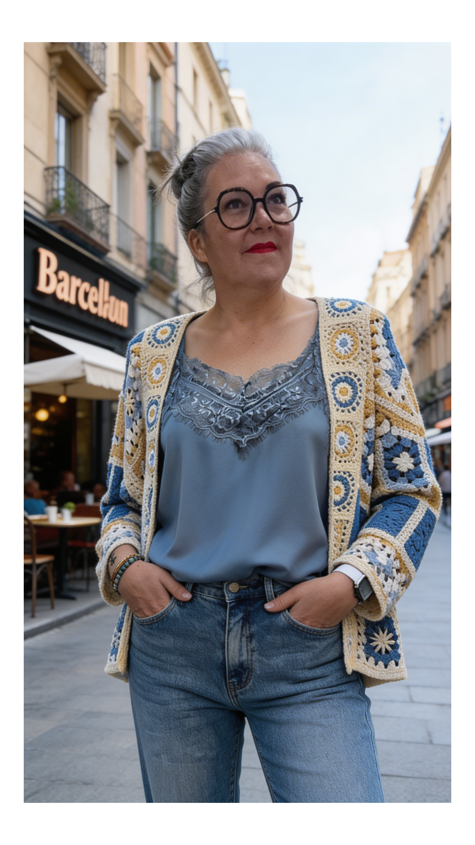 top veste en crochet bleu 