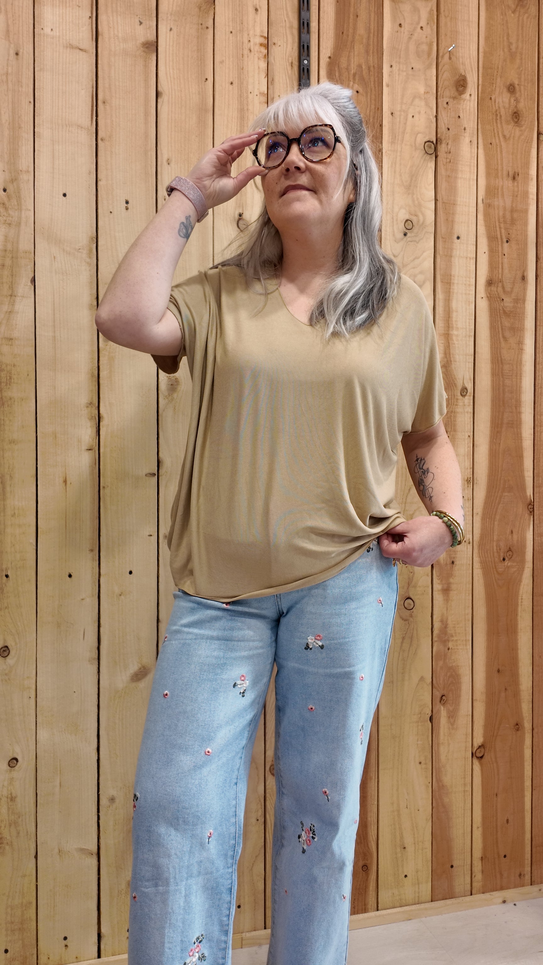 Tee-shirt camel femme taille unique grande taille, matière viscose légère et confortable