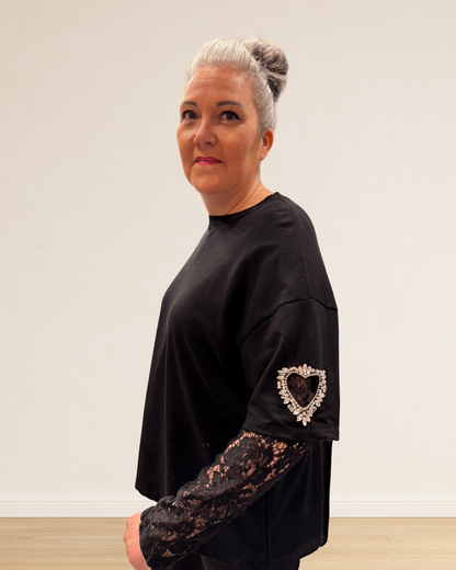 tee-shirt cœur strass femme